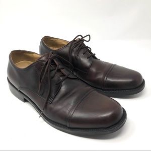 Chaps mens Cap Toe Oxford Brown Leather Size 8.5M